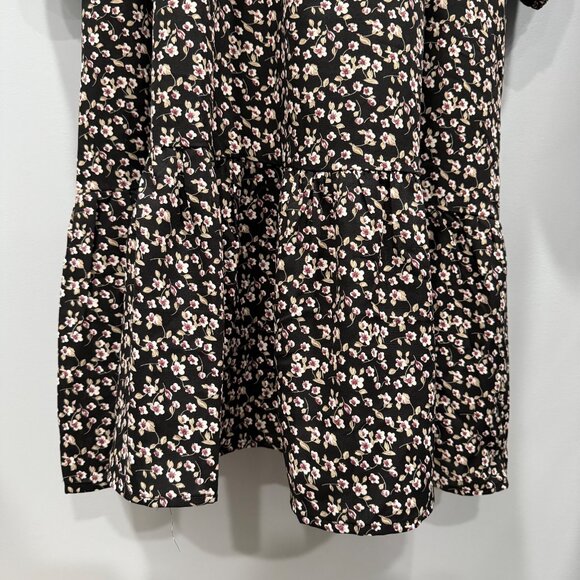 Liumilac Ditsy Floral Midi Dress Prairie Peasant Boho Dark Romantic Black Size X - Picture 4 of 12